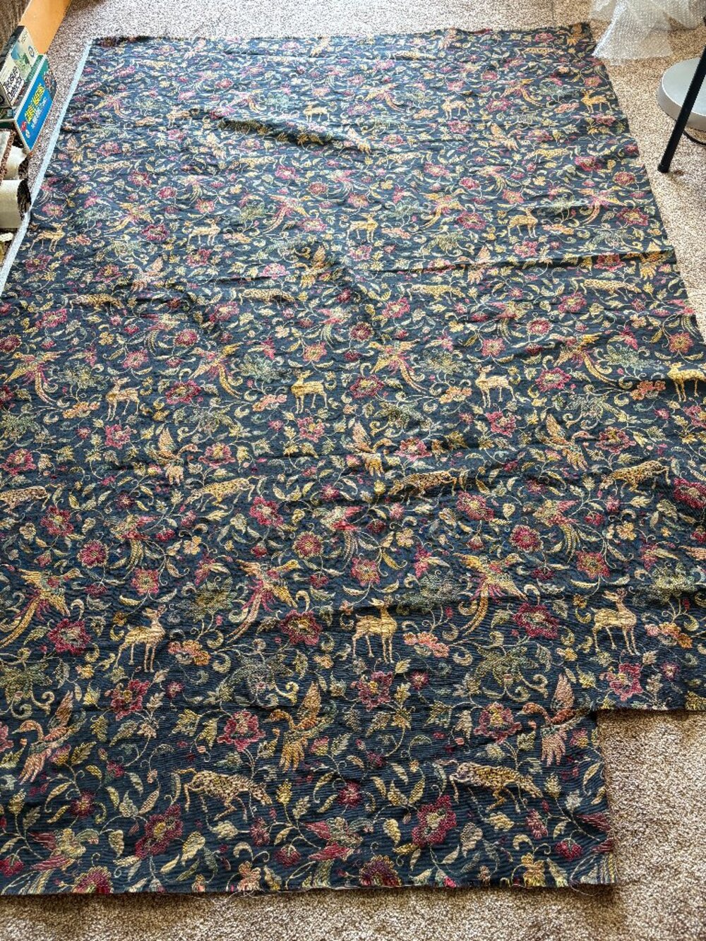 Vintage French Country Jacquard Tapestry Fabric 74 x 54.5"